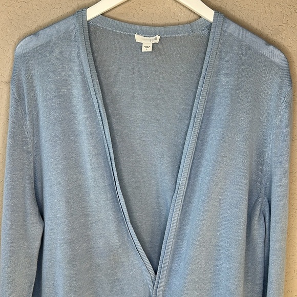 J. Jill Linen Cotton Blend Blue Flyaway Long Sleeve Cardigan Sweater Size Large - Picture 3 of 13